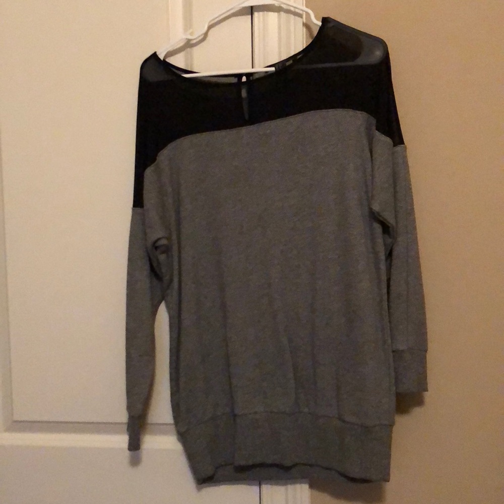 Gray and sheer sweater